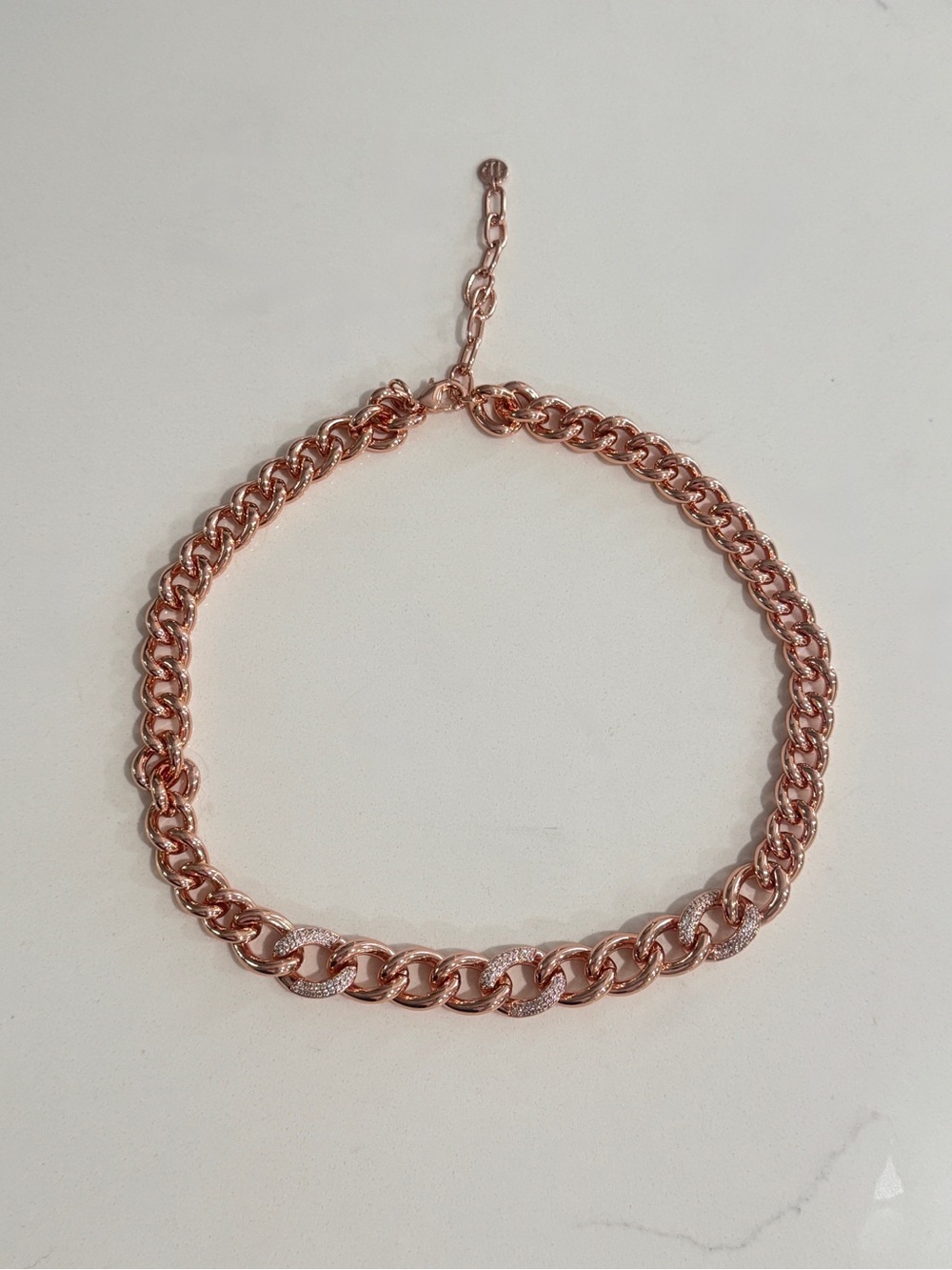 NIB BOMB PARTY Rose Gold CZ Statement Chain Necklace Make A Statement MSRP $144